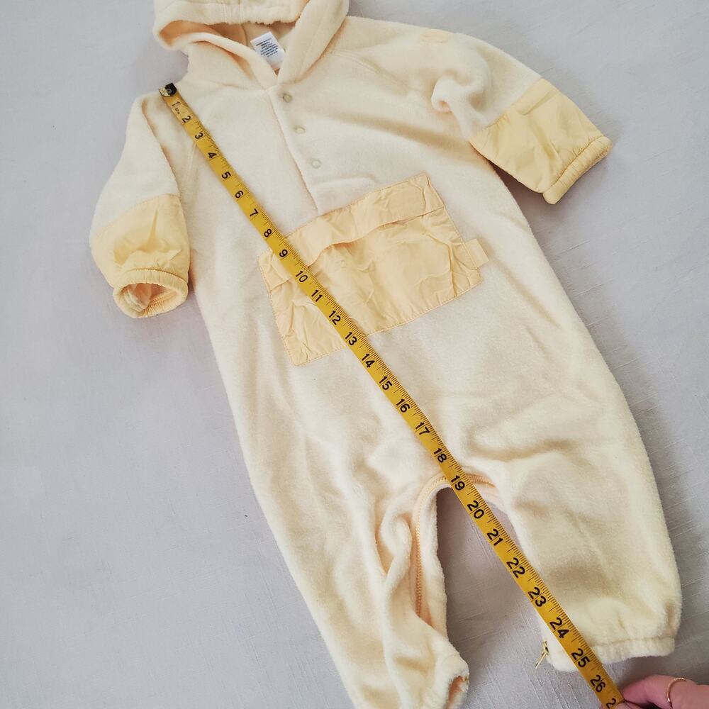 Vintage Yellow Fleece Hooded Bodysuit 9-12 months - Picture 5 of 8